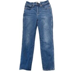 Madewell Stovepipe Jeans Womens 26 Blue High Rise Straight Leg Stretch Denim